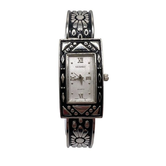 KESSARIS Accessories - KESSARIS Analog Wristwatch Silver Toned Cuff Band Rectangular #A305-1